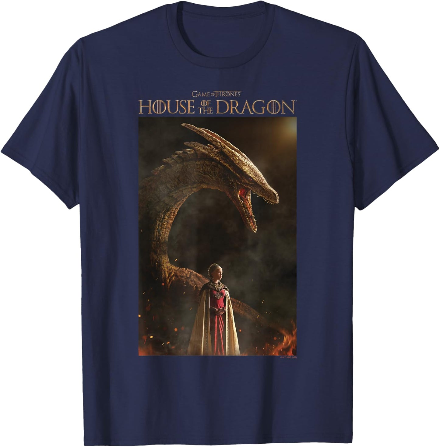 House of the Dragon Rhaenyra Targaryen Syrax Dragon Poster T-Shirt - T-Shirt | Navy