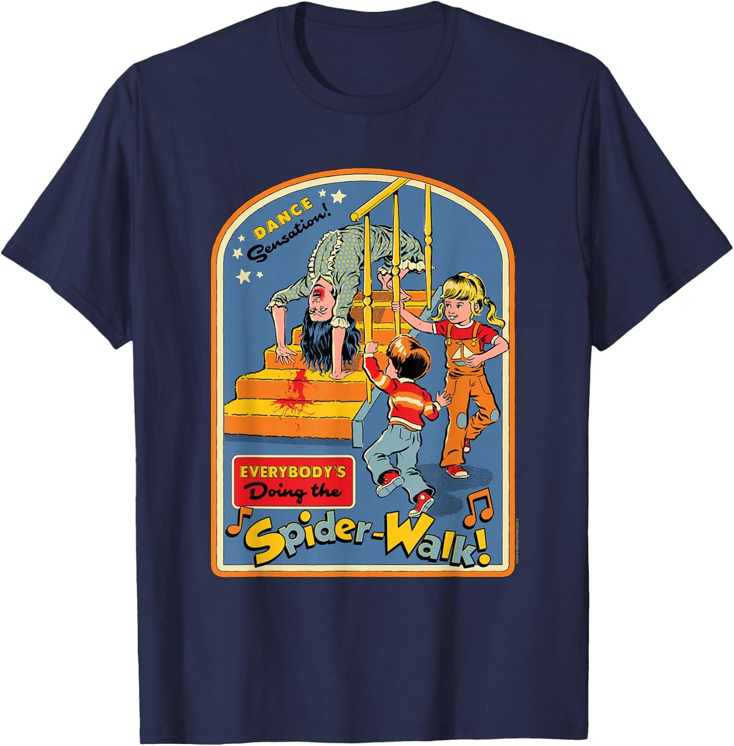 Steven Rhodes Spider-Walk Dance Sensation Retro Dark Humor T-Shirt - T-Shirt | Navy