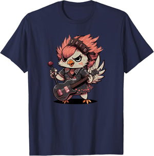 Chicken Cool Rock and roll Rocker Punk Guitar T-Shirt - T-Shirt | Navy
