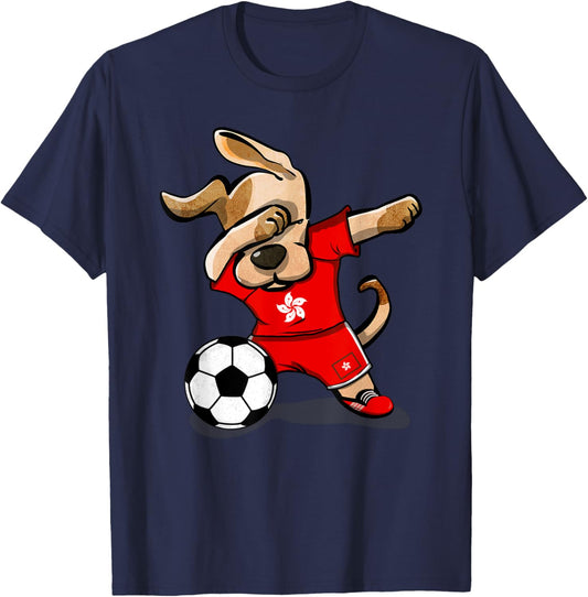 Dabbing Dog Hong Kong Soccer Hong Kong Flag Football Men Women Kids T-Shirt - T-Shirt | Navy