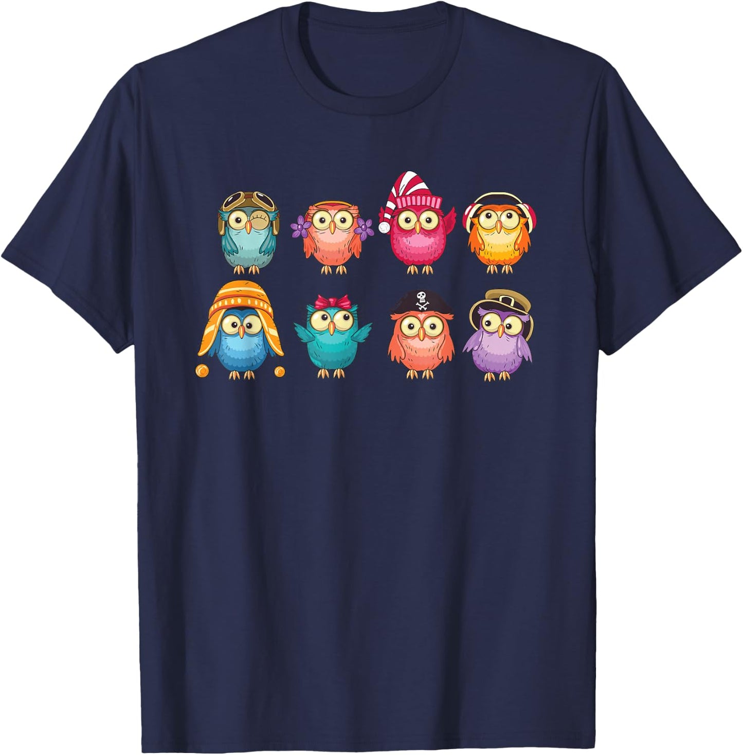 Cute Owls - Adorable Illustration - Owl Collection - Classic T-Shirt - T-Shirt | Navy