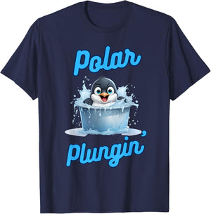 Polar Plungin Penguin Ice Bath Addict Cold Plunge T-Shirt - T-Shirt | Navy