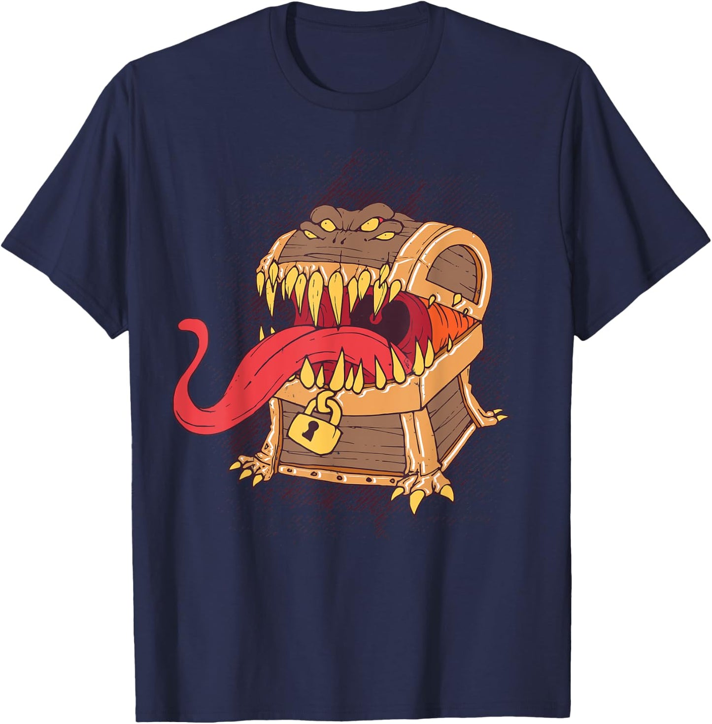 Mimic Dice Chest Treasure Tabletop Game RPG Gaming Gamer T-Shirt - T-Shirt | Navy