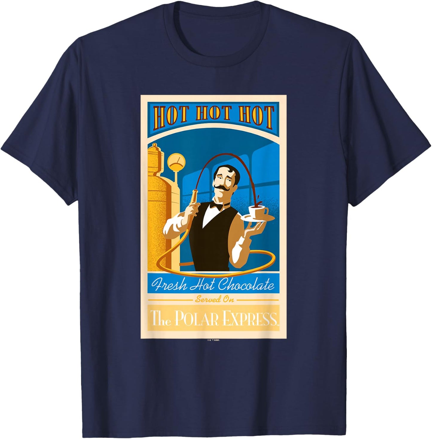 The Polar Express Christmas, Serving Hot, Hot Chocolate T-Shirt - T-Shirt | Navy