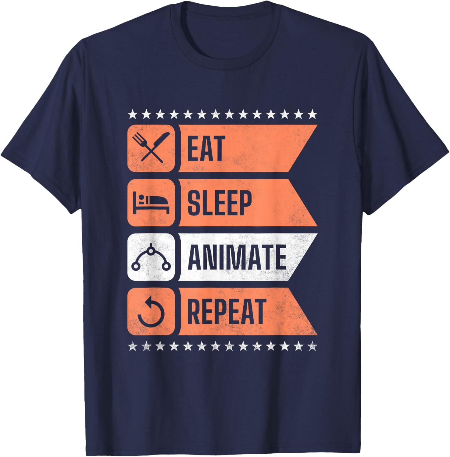 Eat Sleep Animate Repeat T-Shirt - T-Shirt | Navy