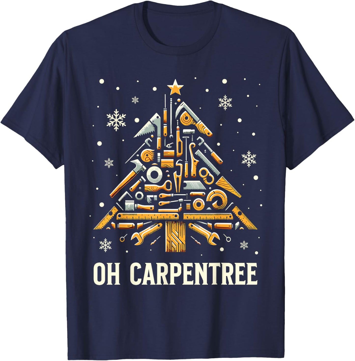 Christmas Carpentry Woodworker Woodworking Christmas T-Shirt - T-Shirt | Navy