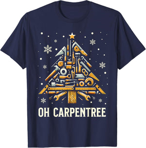 Christmas Carpentry Woodworker Woodworking Christmas T-Shirt - T-Shirt | Navy