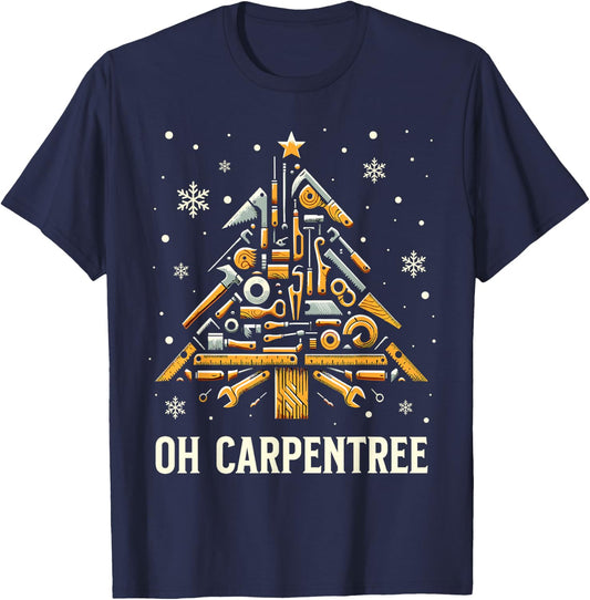 Christmas Carpentry Woodworker Woodworking Christmas T-Shirt - T-Shirt | Navy
