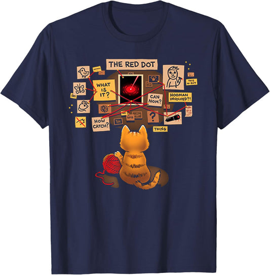 Funny Cat Red Dot Therory Kitten T-Shirt - T-Shirt | Navy
