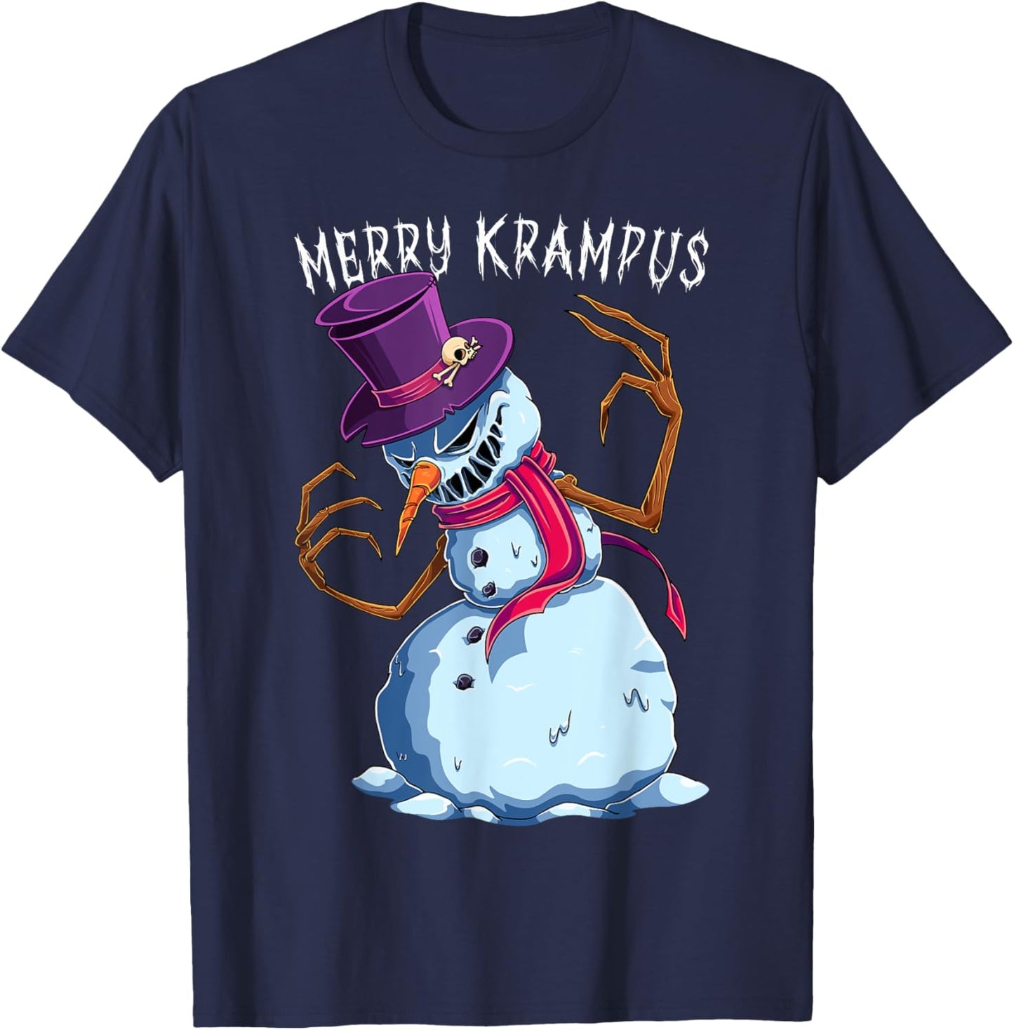 Merry Krampus Snowman Scary Christmas Evil Monster Xmas T-Shirt - T-Shirt | Navy