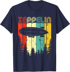 Retro Zeppelin 70s 80s Dirigible Airship Zepelin Zepplin T-Shirt - T-Shirt | Navy