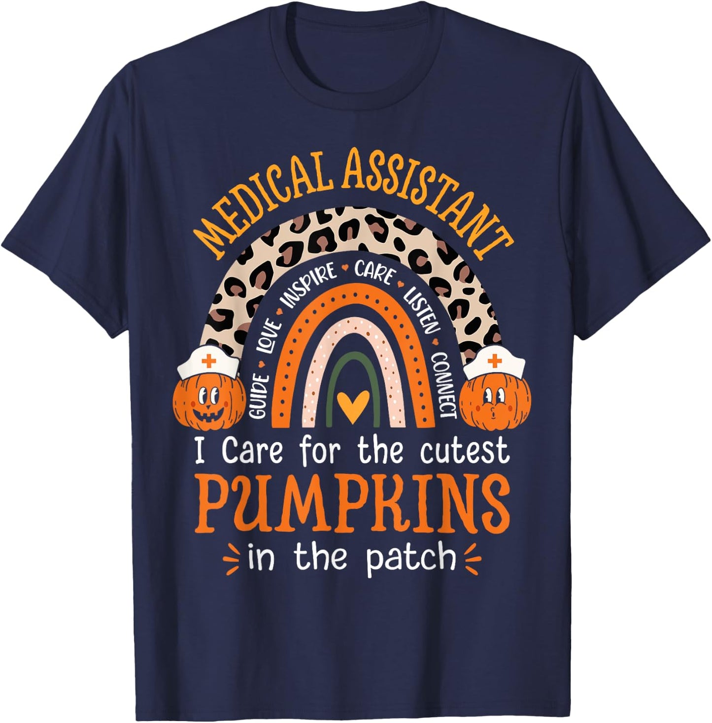 Medical assistant Rainbow Leopard Halloween MA Nurse T-Shirt - T-Shirt | Navy