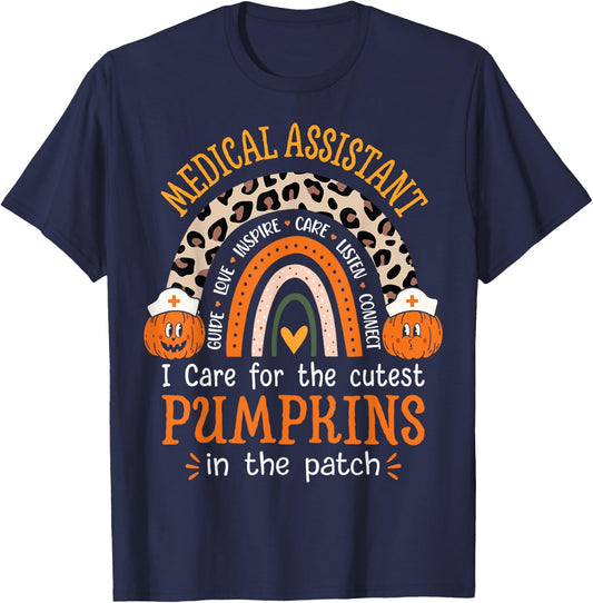 Medical assistant Rainbow Leopard Halloween MA Nurse T-Shirt - T-Shirt | Navy