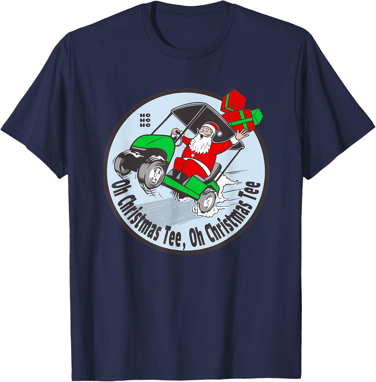 Funny Golfing Santa Claus - Christmas Golfer Golf Cart T-Shirt - T-Shirt | Navy