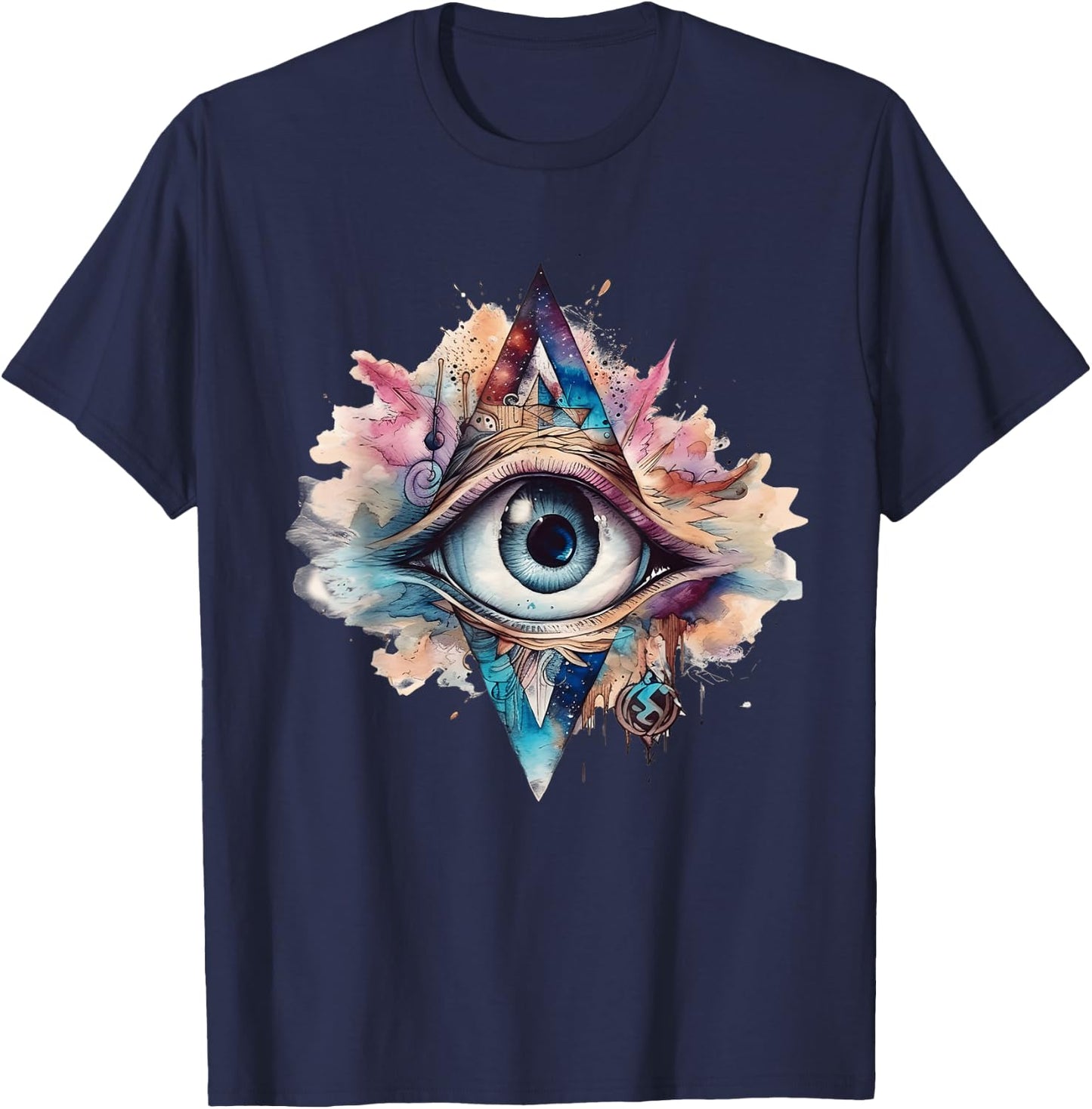 Spiritual Third Eye Watercolor Self-Reflection Awareness T-Shirt - T-Shirt | Navy