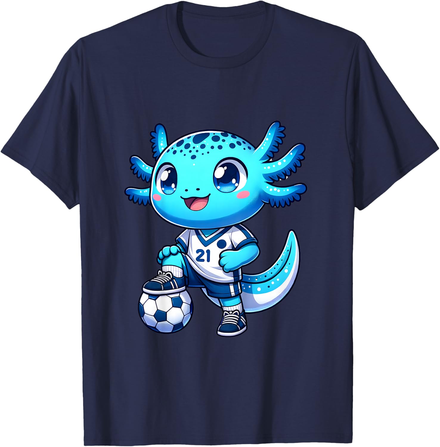 Funny axolotl soccer player boy girl T-Shirt - T-Shirt | Navy