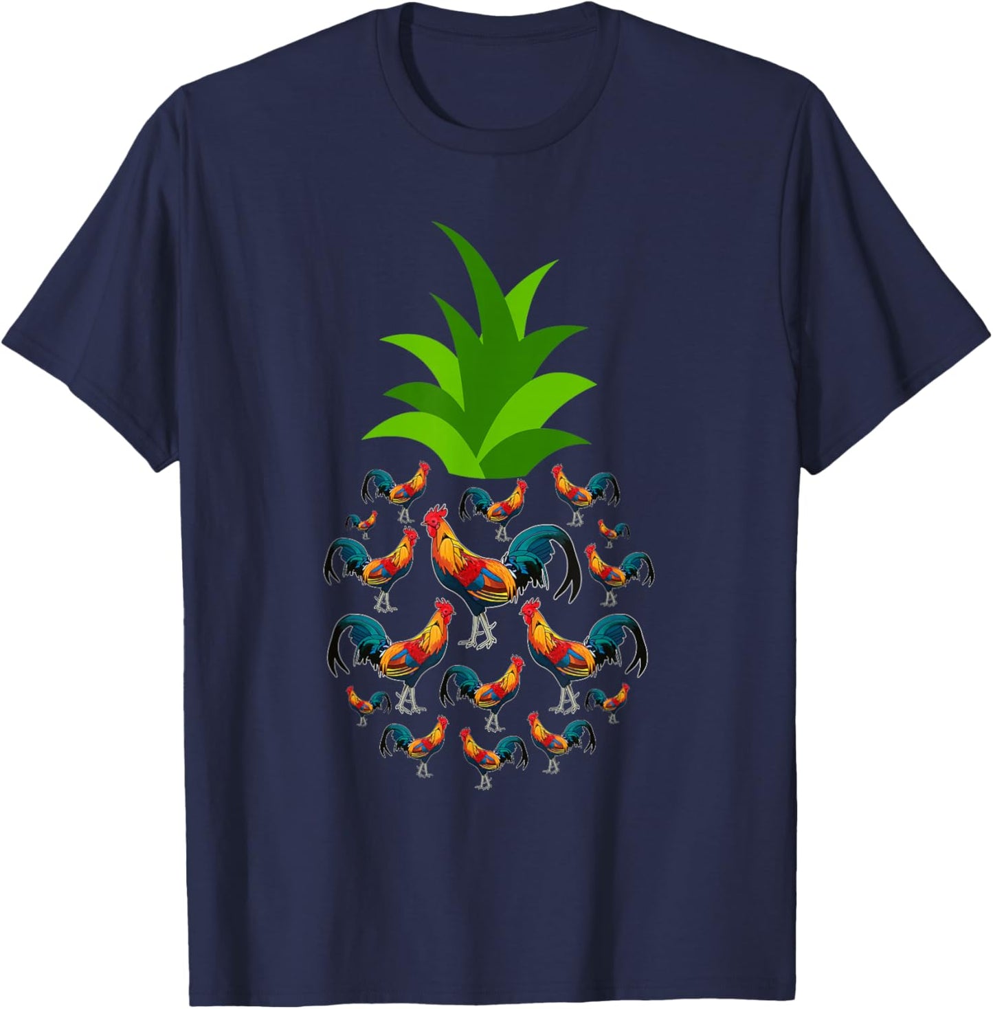 Hawaiian Pineapple Chickens Tropical Kauai Hawaii Chicken T-Shirt - T-Shirt | Navy