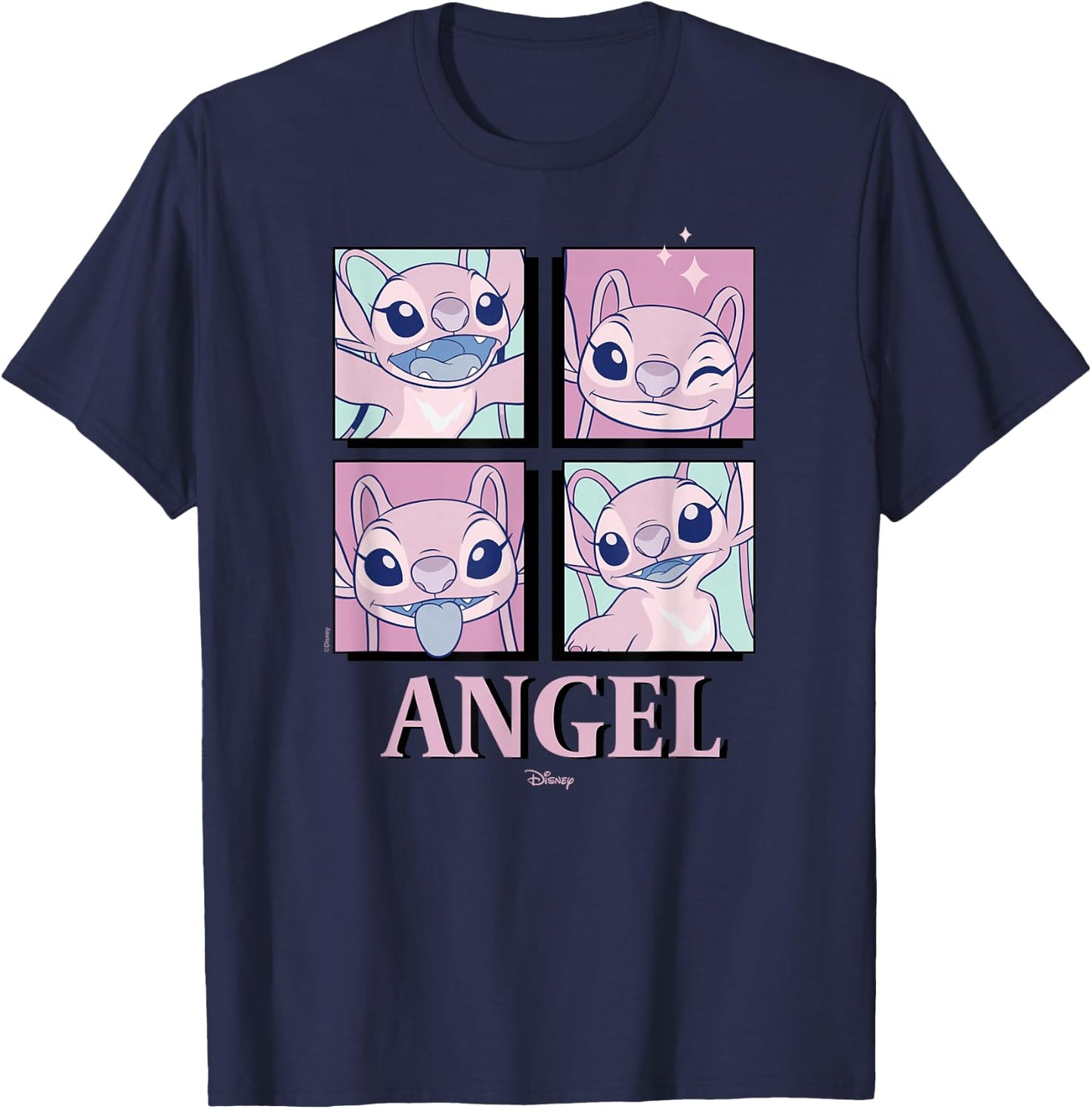 Lilo & Stitch - Angel Grid T-Shirt - T-Shirt | Navy