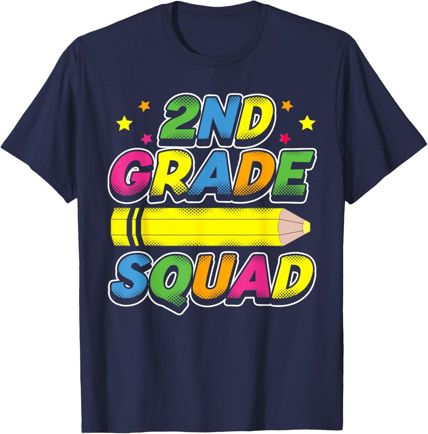 2nd Grade Squad, Teacher & Student Matching, Back To School T-Shirt - T-Shirt | Navy