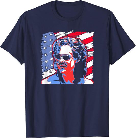 Stranger Things Billy Hargrove Flag USA Boy Americana T-Shirt - T-Shirt | Navy
