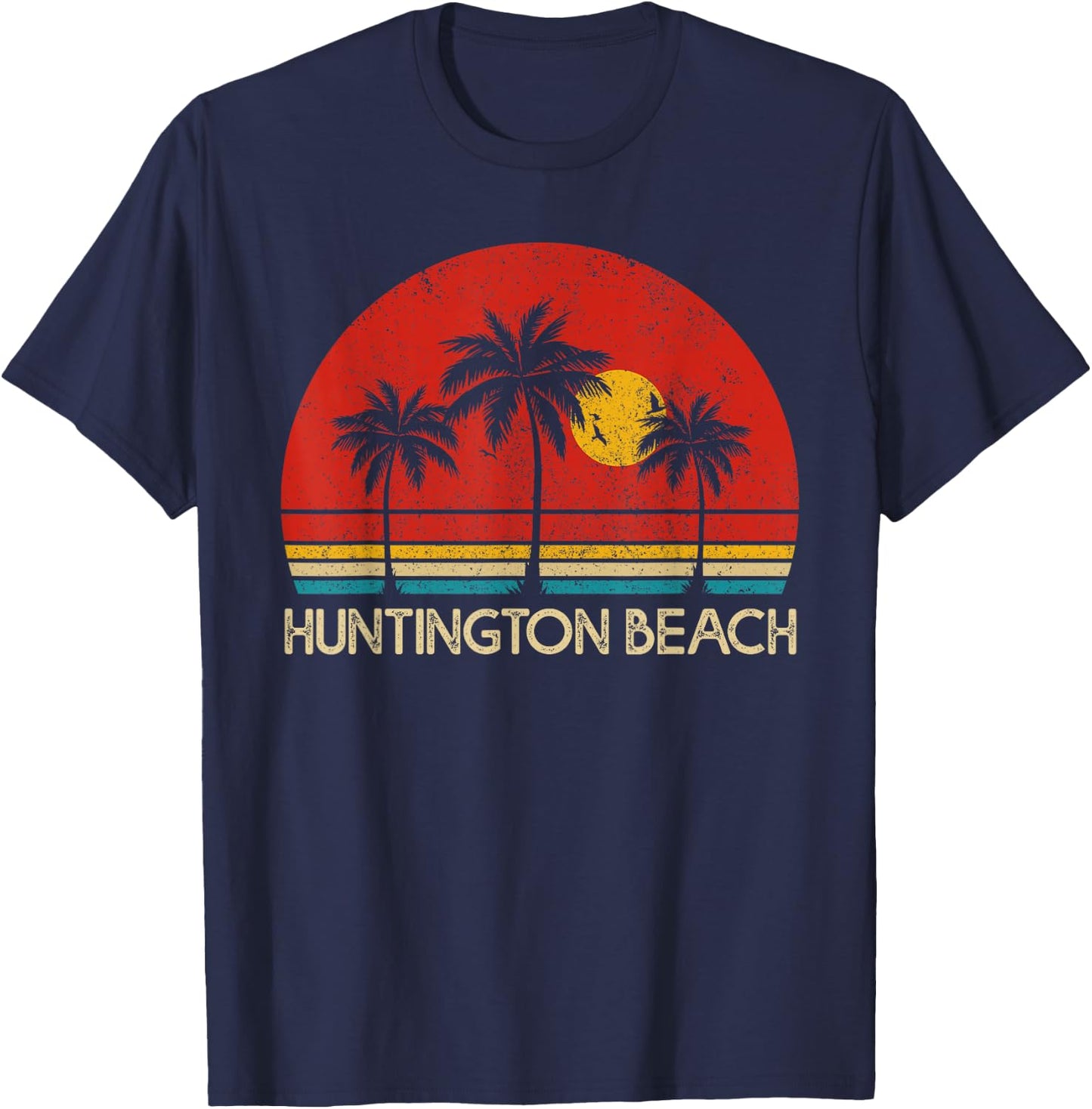 Huntington Beach California CA Surfer Retro Sunset Vintage T-Shirt - T-Shirt | Navy