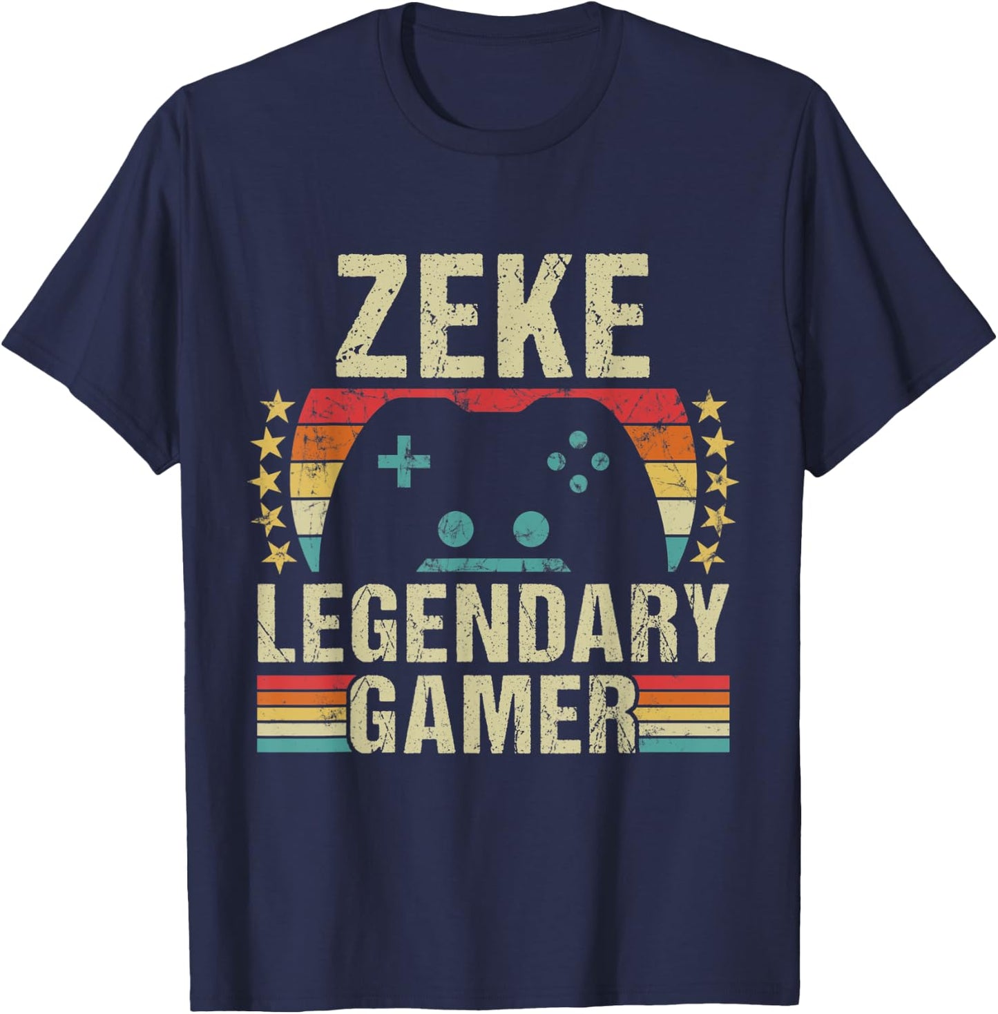 Zeke Gamer Retro Gaming Vintage Game Personalized 70s T-Shirt - T-Shirt | Navy