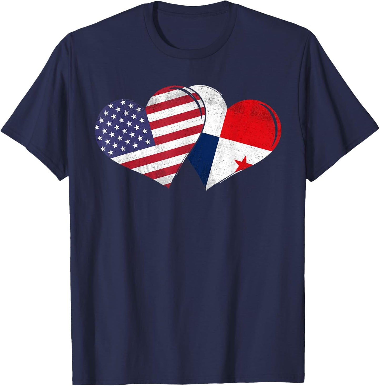 Vintage Panama - American Flag Heart For Panamanian T-Shirt - T-Shirt | Navy