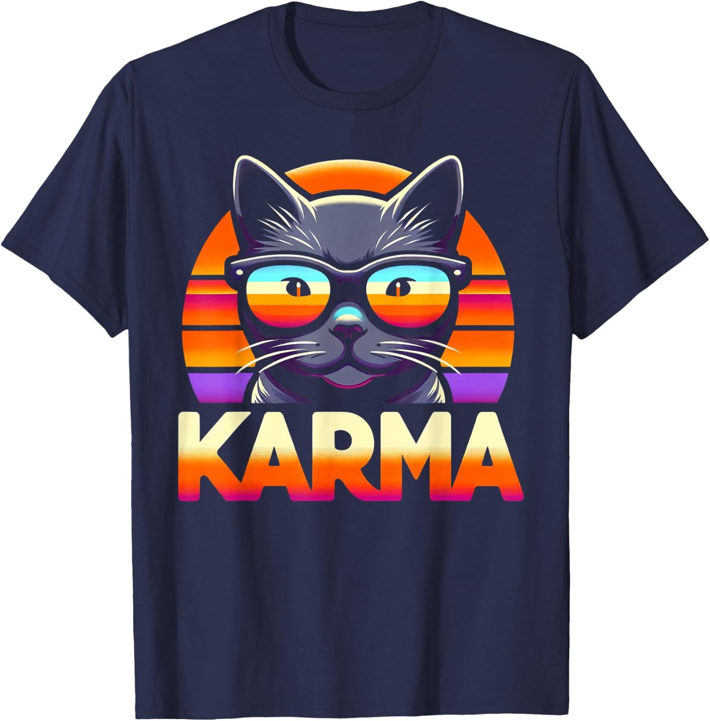 Karma Cat T-Shirt - T-Shirt | Navy