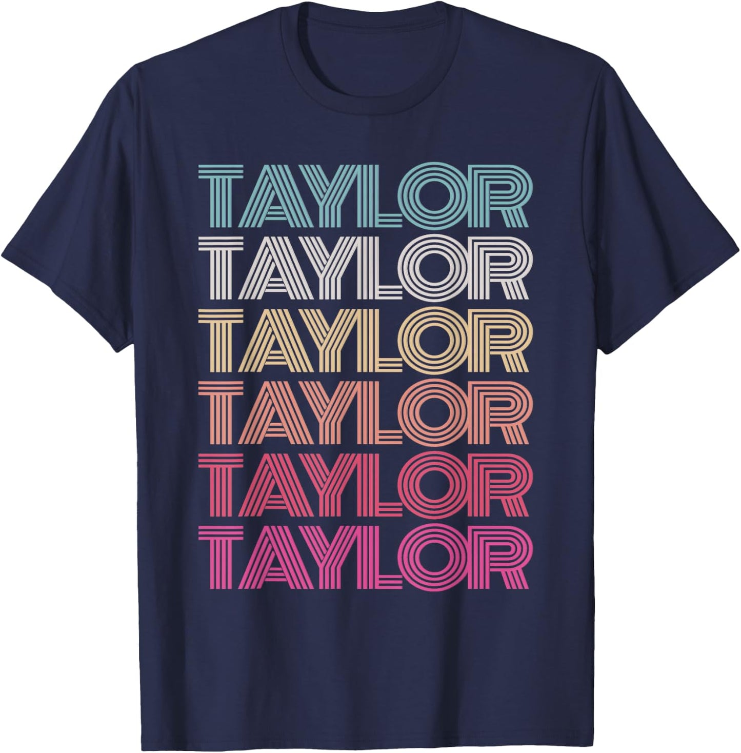 Girl Boy TAYLOR Retro First Name Personalized Birthday 70's T-Shirt - T-Shirt | Navy