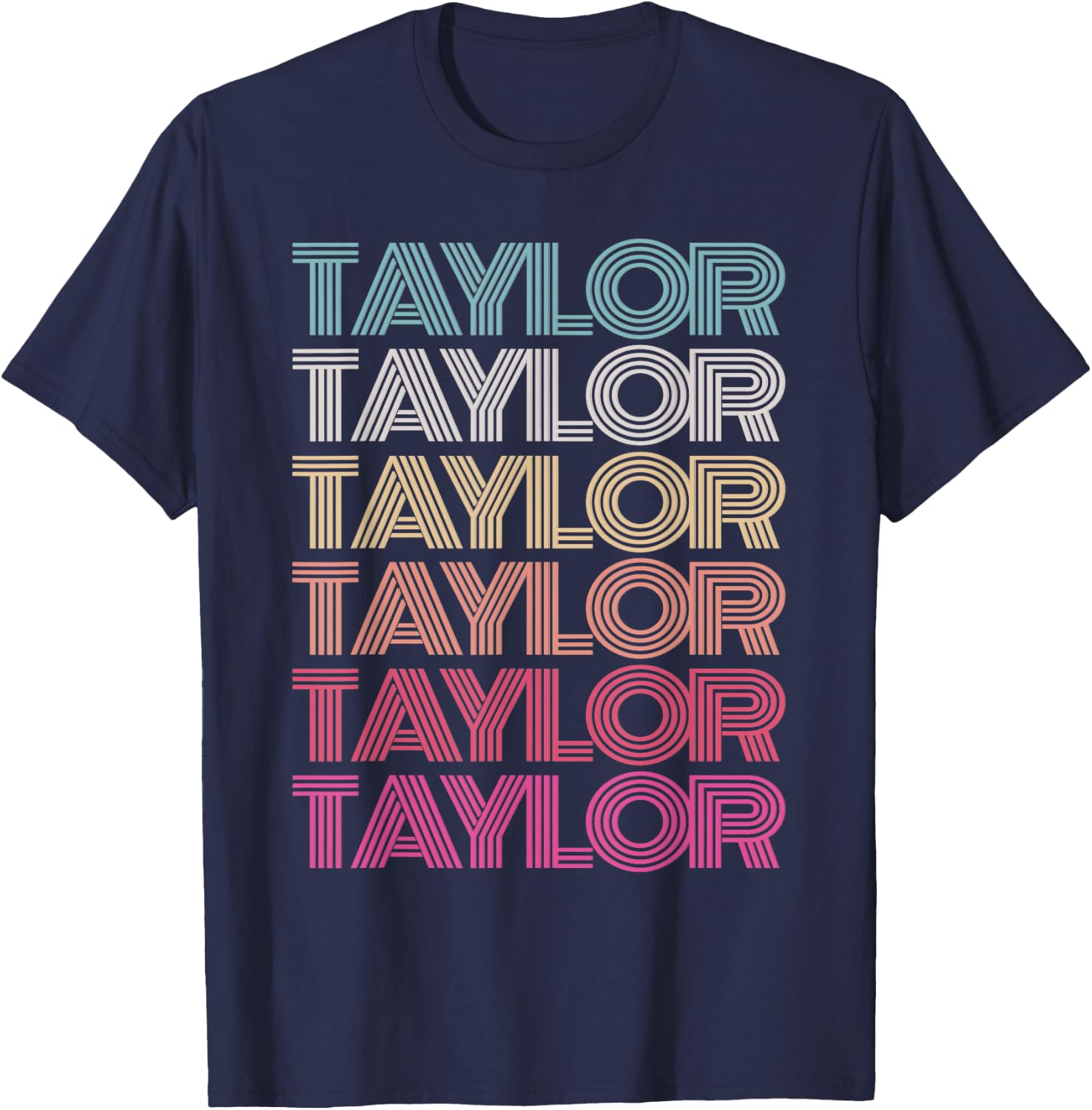 Girl Boy TAYLOR Retro First Name Personalized Birthday 70's T-Shirt - T-Shirt | Navy