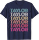 Girl Boy TAYLOR Retro First Name Personalized Birthday 70's T-Shirt - T-Shirt | Navy