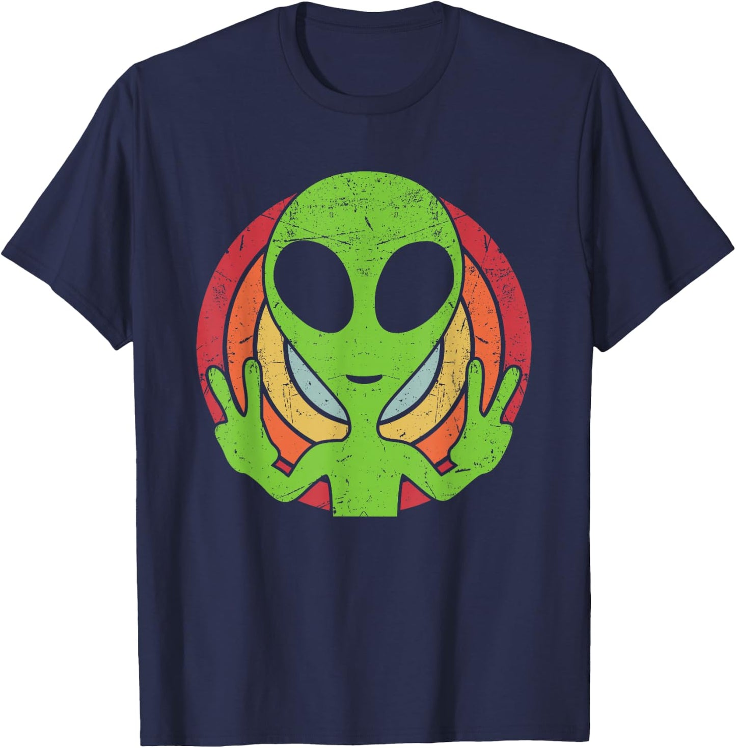 Funny Retro 80's Style Vintage UFO Lover Alien Space Gift T-Shirt - T-Shirt | Navy