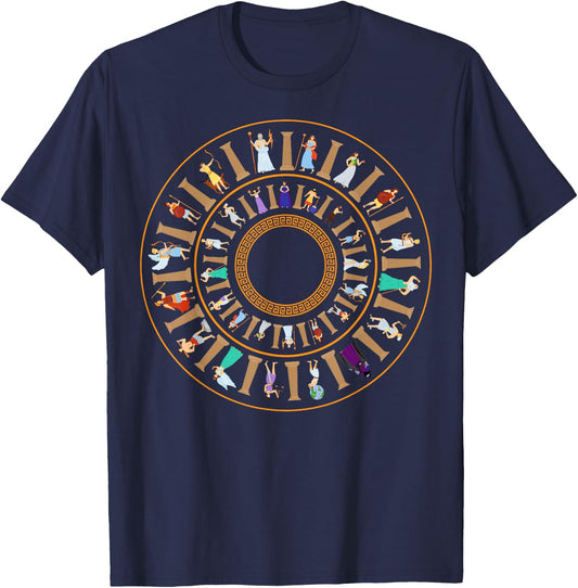 ...Ancient Greece Mythology ...- Greek Gods Vortex - Ancient Greece Mythology Portal - -Adults, -Kids - Black - Small - Short Sleeve - Cotton, Polyester T-Shirt - T-Shirt | Navy