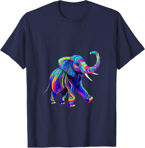 Retro synthwave 80s 90s Elephant Trunk up chakra yoga T-Shirt - T-Shirt | Navy