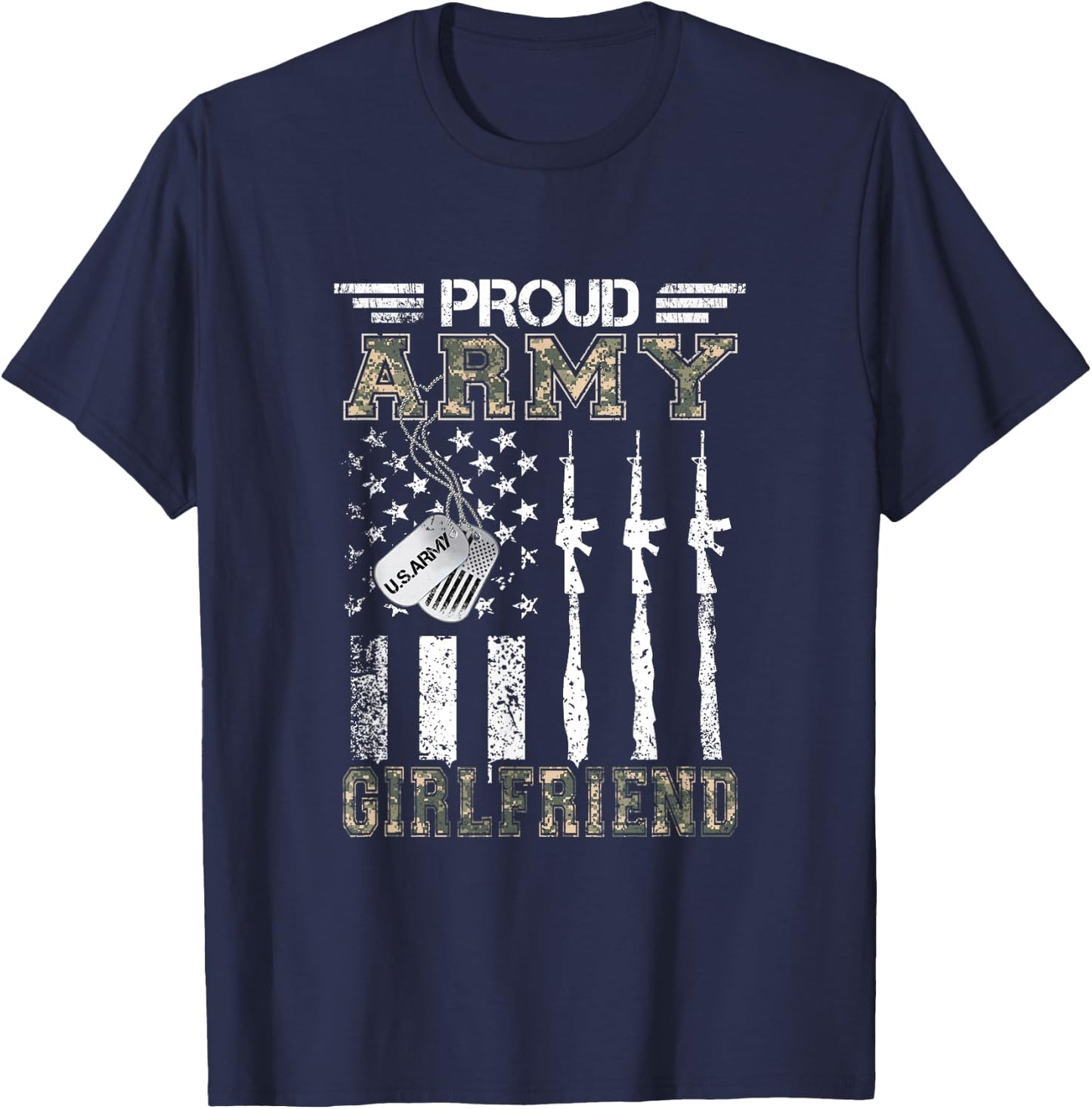 Proud Army Girlfriend US Army Graduation Girlfriend Gifts T-Shirt - T-Shirt | Navy