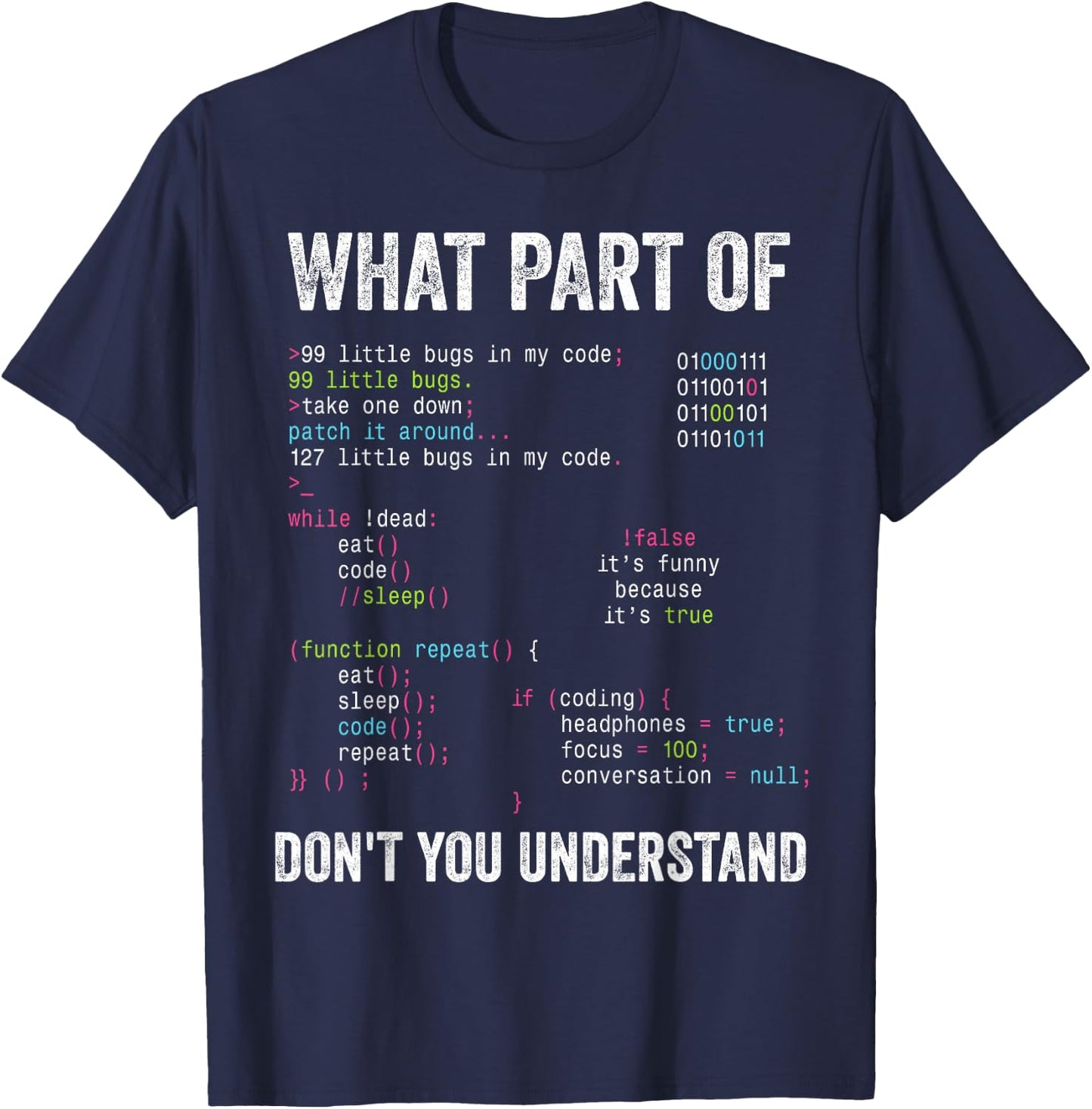 What Part of Don't You Understand Computer Science Lovers T-Shirt - T-Shirt | Navy