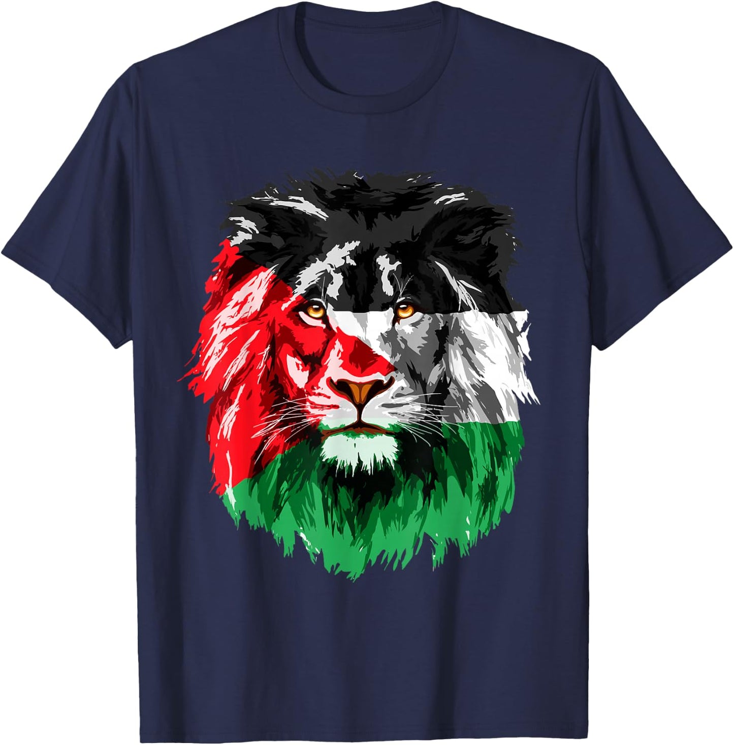 Flag of Palestine Lion Face Palestine Flag T-Shirt - T-Shirt | Navy