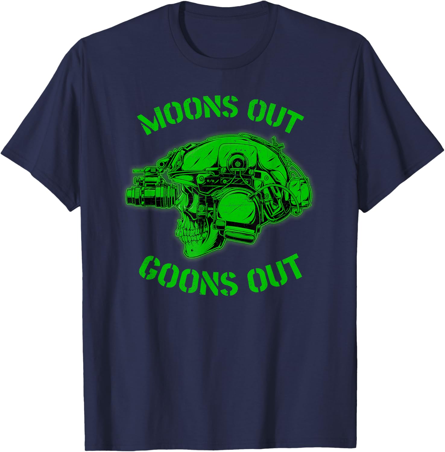 MOONS OUT GOONS OUT Skull Helmet NVGs Military Men's T-Shirt - T-Shirt | Navy