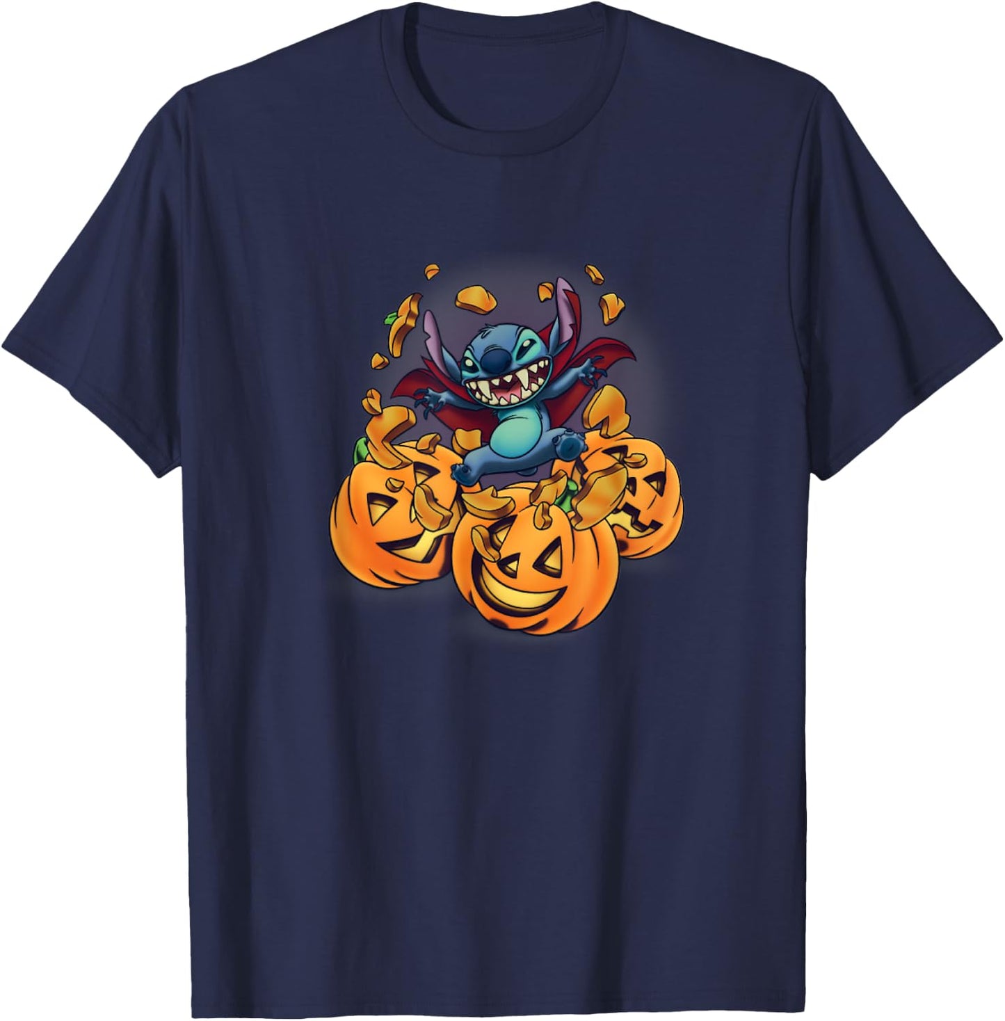 Disney Lilo & Stitch Halloween Cute Stitch Vampire Portrait T-Shirt - T-Shirt | Navy