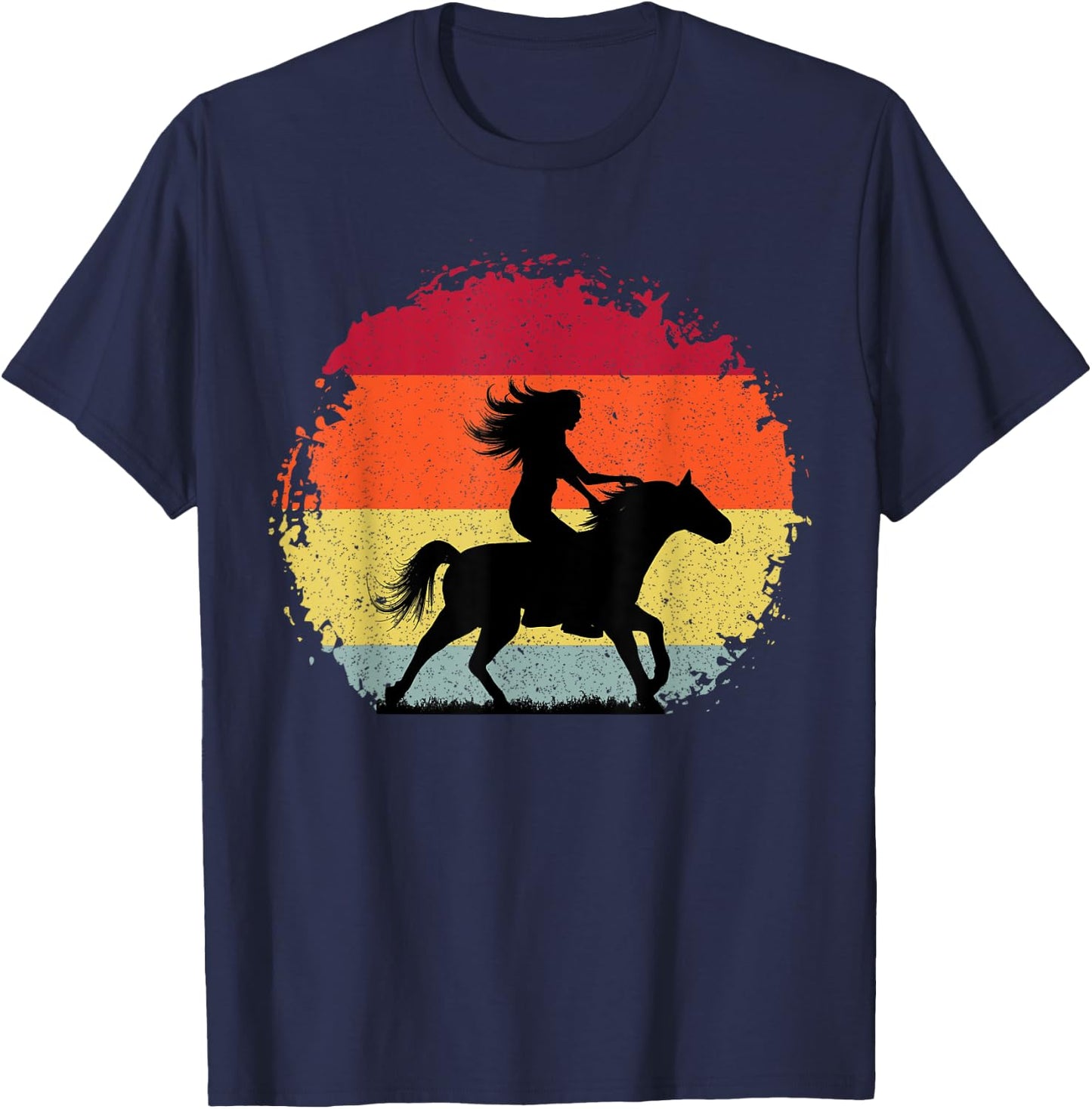 Girl Horse Riding Cowgirl Vintage Texas Ranch Equestrian T-Shirt - T-Shirt | Navy