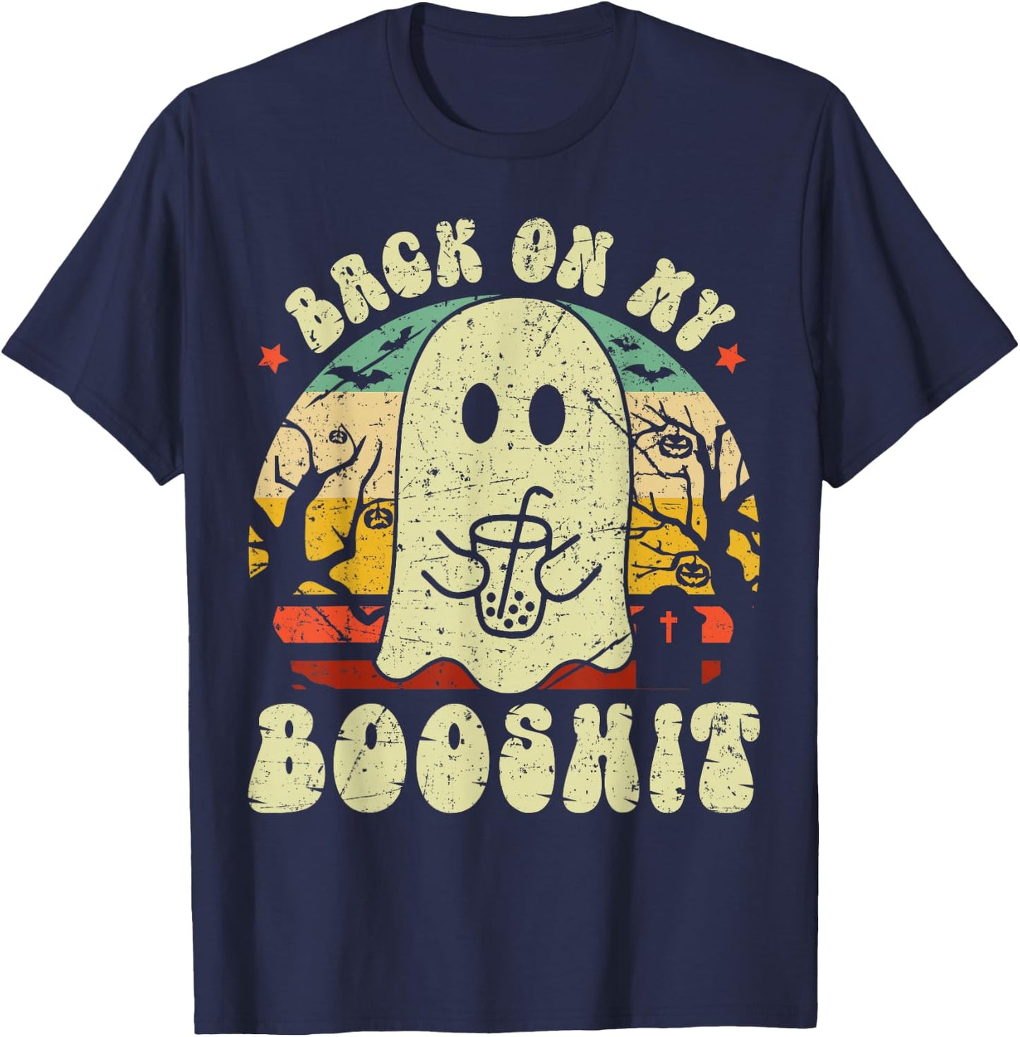 Back On My BooShit Funny Boo Ghost Halloween Costume T-Shirt - T-Shirt | Navy