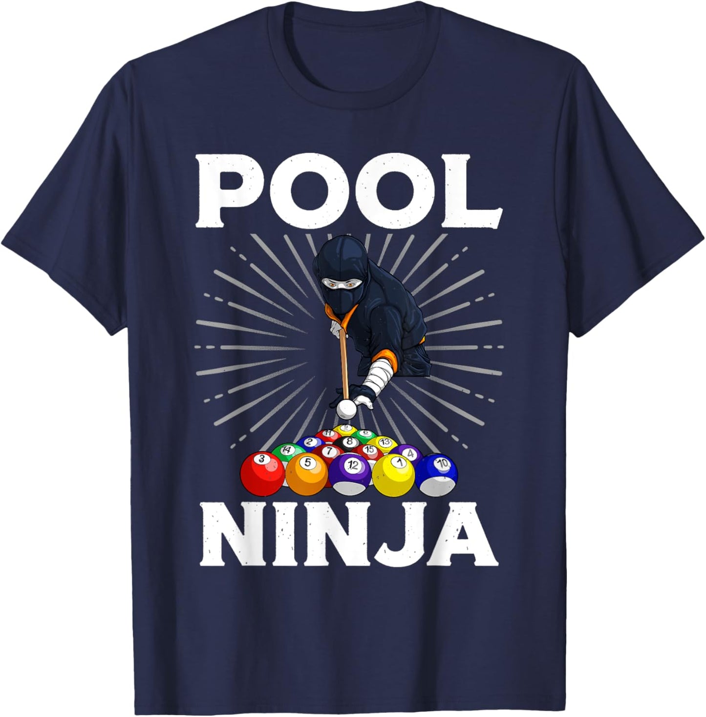 Cool Billiards Art Women Pool Player Ninja Billiard T-Shirt - T-Shirt | Navy