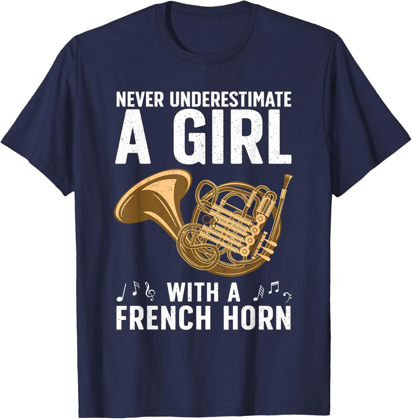 Best French Horn Art Girls French Horn Lover T-Shirt - T-Shirt | Navy