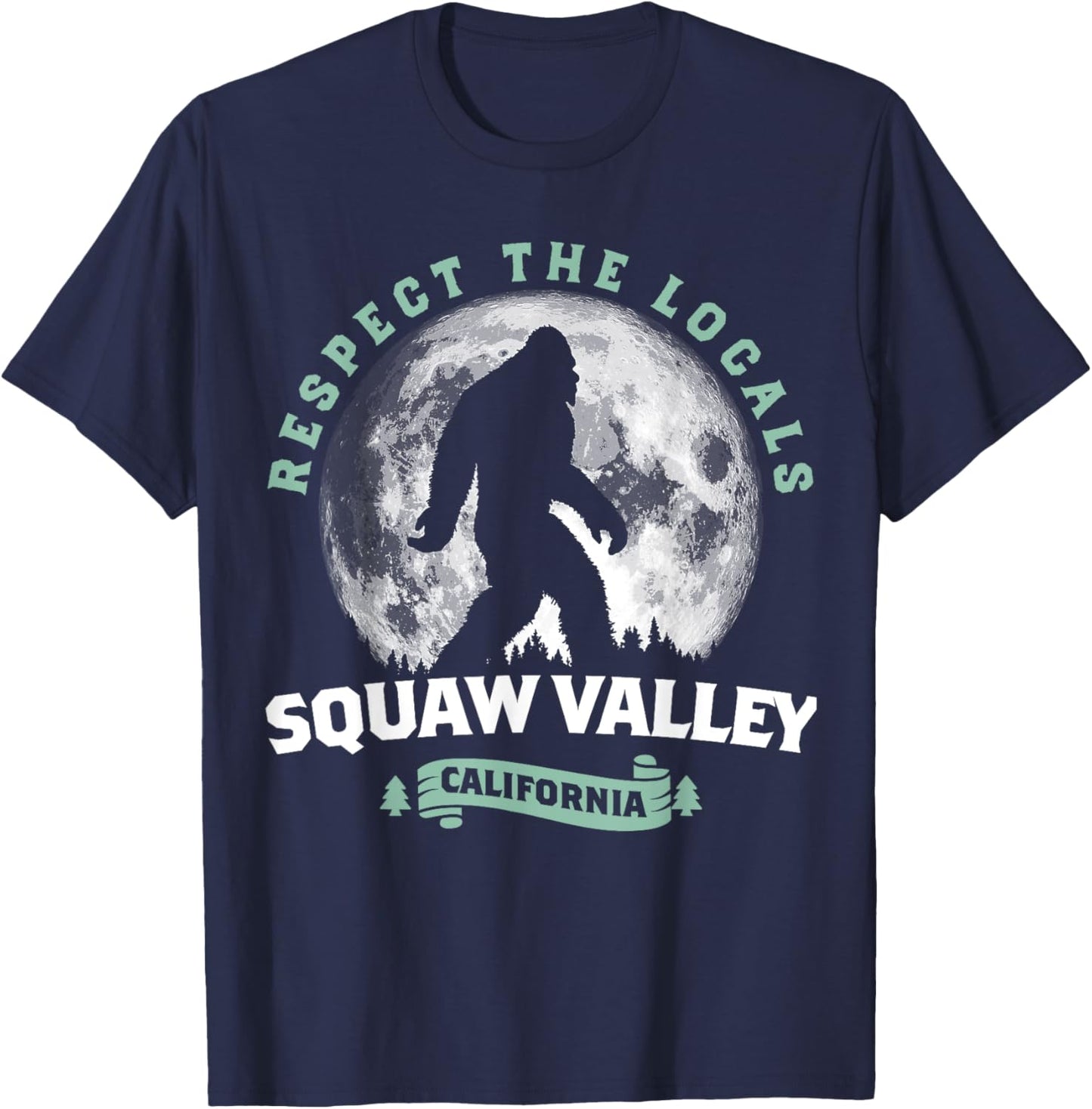 Squaw Valley California Bigfoot Night Walk Retro T-Shirt - T-Shirt | Navy