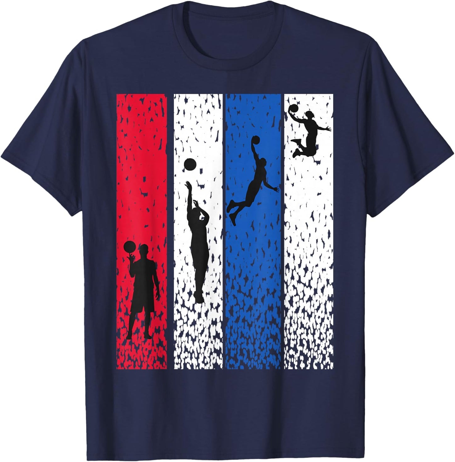 Basketball Retro Vintage USA Flag Red White Blue Patriotic T-Shirt - T-Shirt | Navy