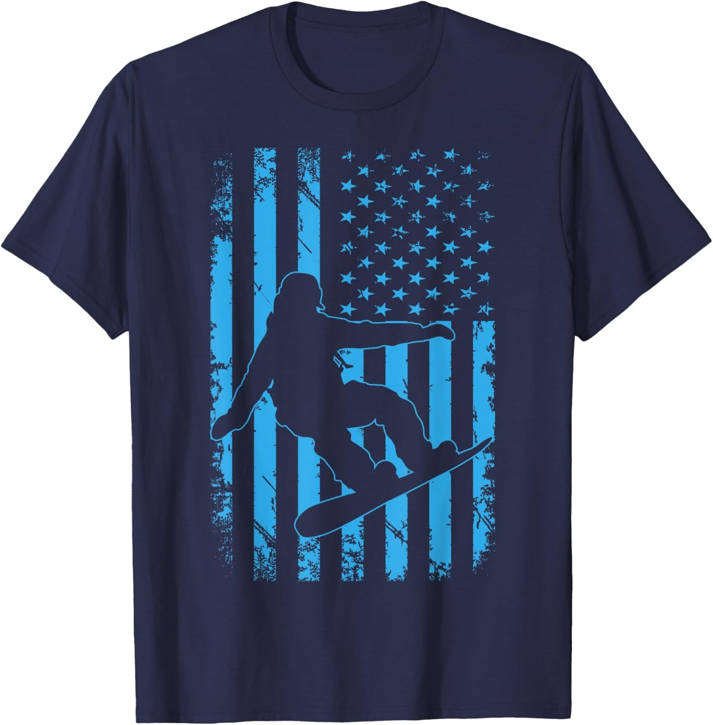 USA American Flag Snowboard Apparel Snowboarding Patriotic Kids Men T-Shirt - T-Shirt | Navy