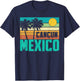 Cancun Mexico Beach Sunset Palm Trees Retro Summer Vacation T-Shirt - T-Shirt | Navy