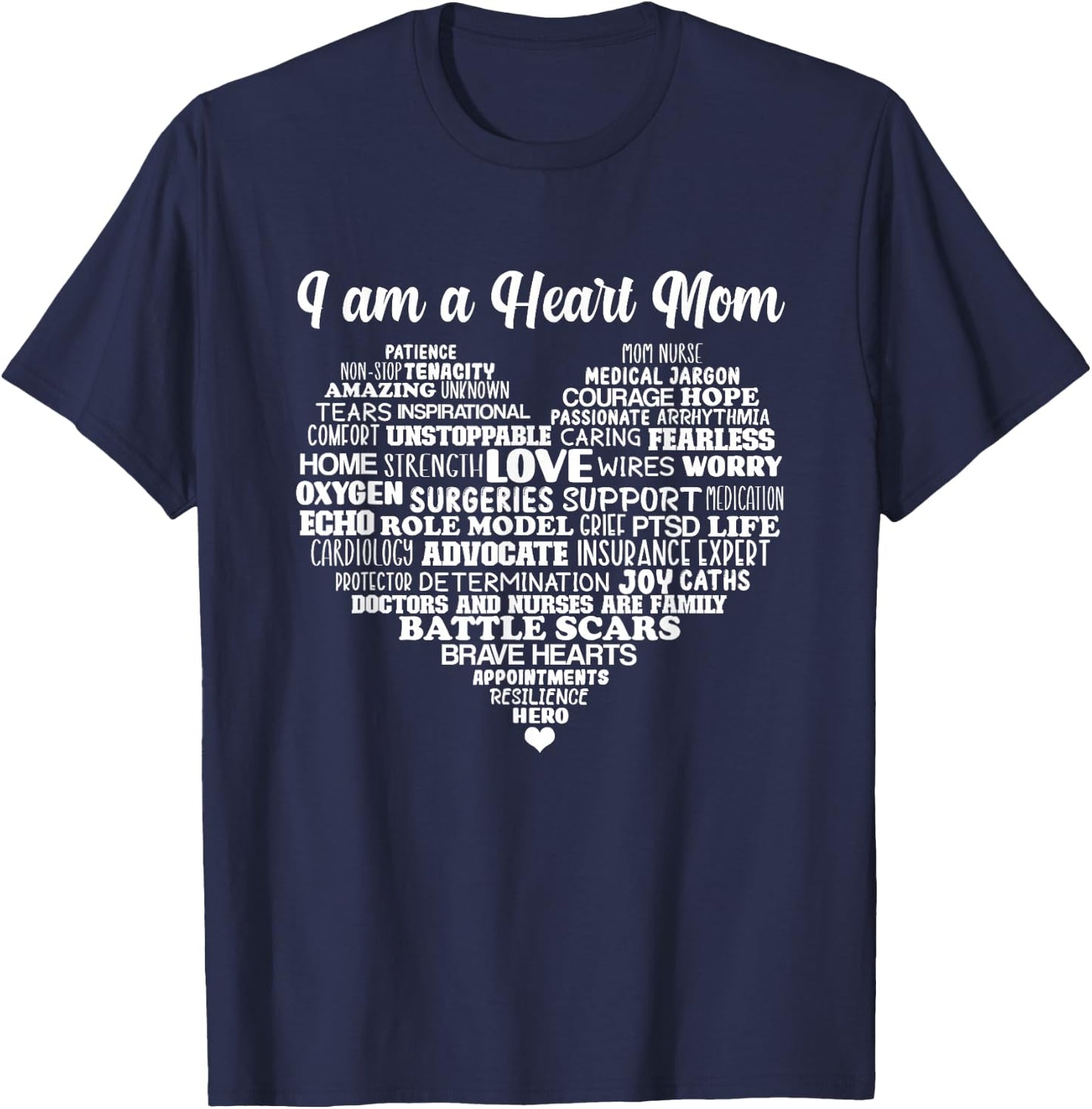 Heart Mom CHD Warrior Mother Congenital Heart Disease Mother T-Shirt - T-Shirt | Navy