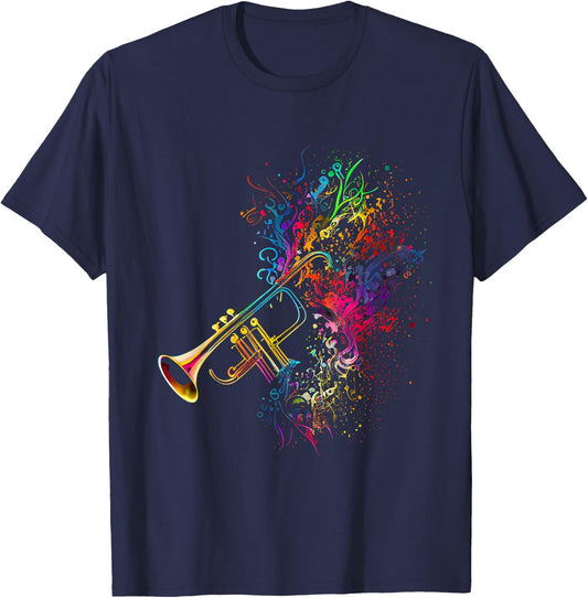 Trumpet Player Musician Gifts & Designs Men's Black Trumpet Trumpets T-Shirt - T-Shirt | Navy