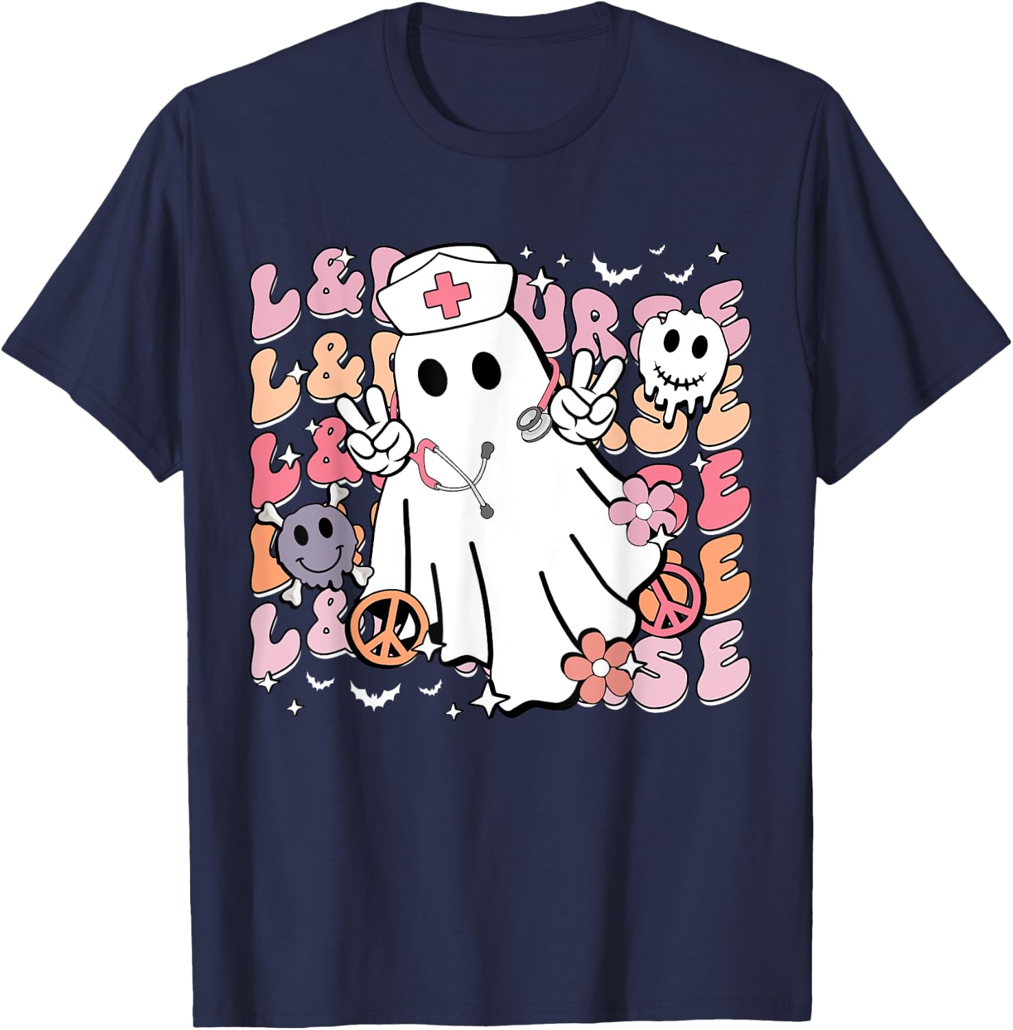 Groovy Labor & Delivery Funny Halloween Costume L&D Nurse T-Shirt - T-Shirt | Navy